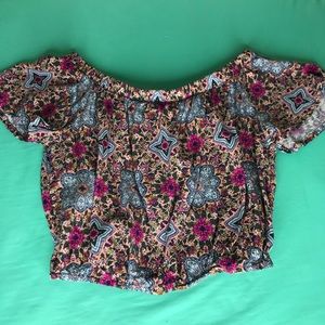 Off the shoulder floral crop top